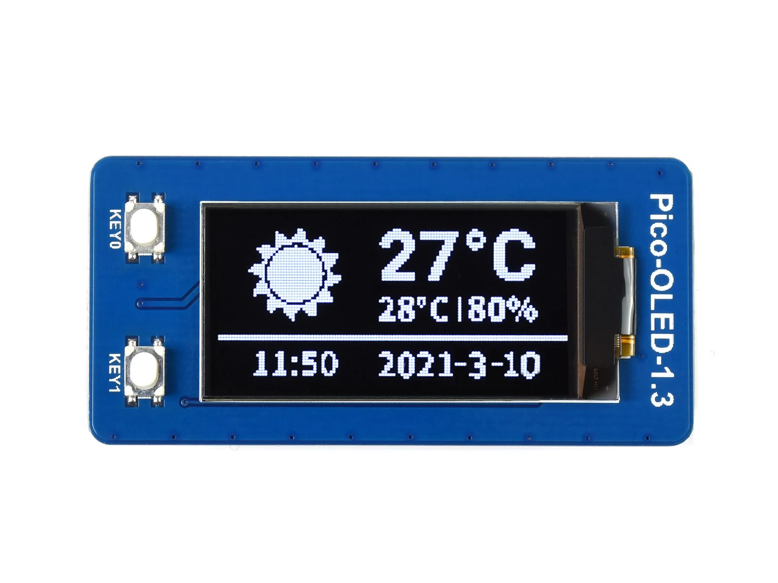 

Дисплейный модуль Waveshare 1,3 дюйма OLED для Raspberry Pi Pico, 64 × 128 пикселей, встроенный драйвер SH1107, интерфейс SPI/I2C