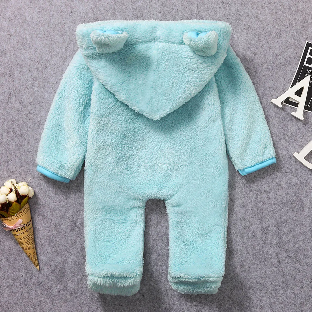 ARLONEET/Коллекция года; зимняя флисовая однотонная Толстовка для новорожденных; одежда из полиэстера для маленьких девочек; Розовая верхняя одежда; комбинезоны; комбинезон для мальчиков; пальто