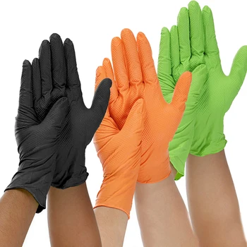 

100pcs Disposable Anti-skid Wear-resistant Rubber Gloves Thicken Waterproof M/L/XL/2XL Anti-Bacteria Green Orange Black Gloves