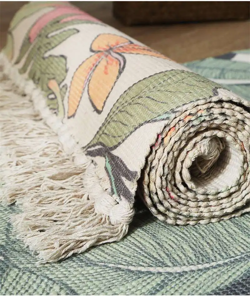 Лучшие продажи простой скандинавский ручной вязки кисточкой напольный коврик из хлопка ковры для гостиной Нескользящие спальни ковры ковер для детской комнаты декор