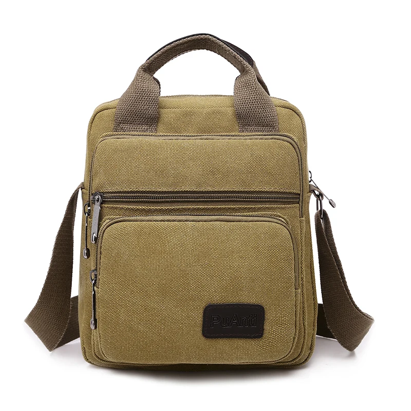 

Men's Fashion Canvas Solid Color Casual Business Shoulder Bag Messenger Bags Simple Leisure Chian Single Shoulder Bags 2019 New