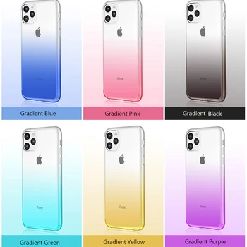 

500pcs Colorful Gradient Soft TPU Silicone Gel Case For iPhone 11 Pro Max XS XR X 8 7 6 6S Plus Ultra Thin Slim Shockproof Cover