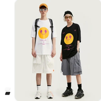 

VIMASS Spring summer 2020 new tide brand personality street color smiley print loose short sleeved men