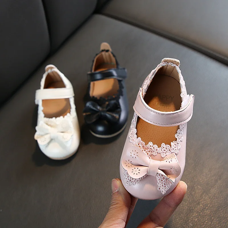 spring new children's shoes girls baby shoes small leather shoes Korean bow princess shoes kids shoes