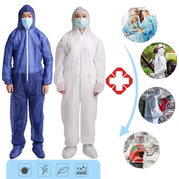 

Disposable Coverall Dust Spray Suit Siamese Dust-proof Clothing White Labor Safely Security Protection Clothes
