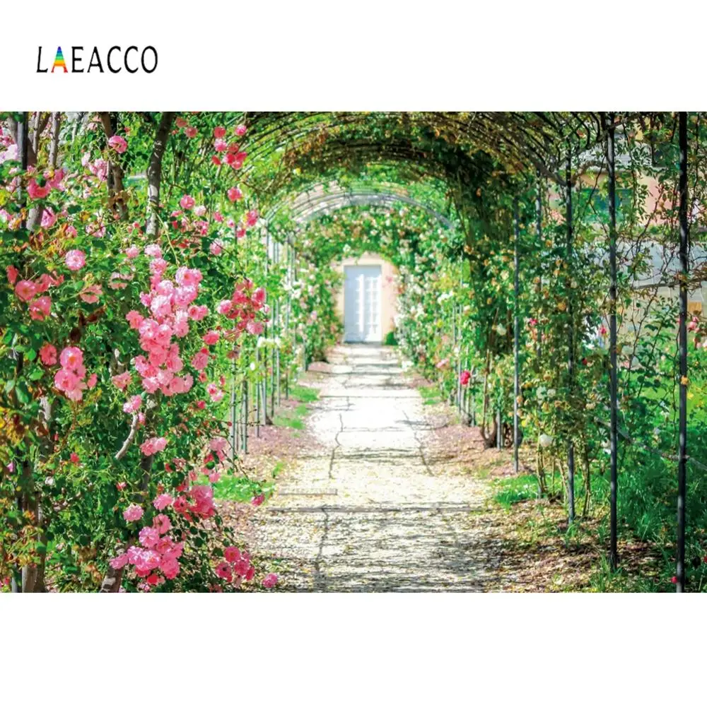 

Laeacco Flowers Green Screen Garden Trod Photophone Photography Backgrounds Custom Photographic Backdrops Props For Photo Studio