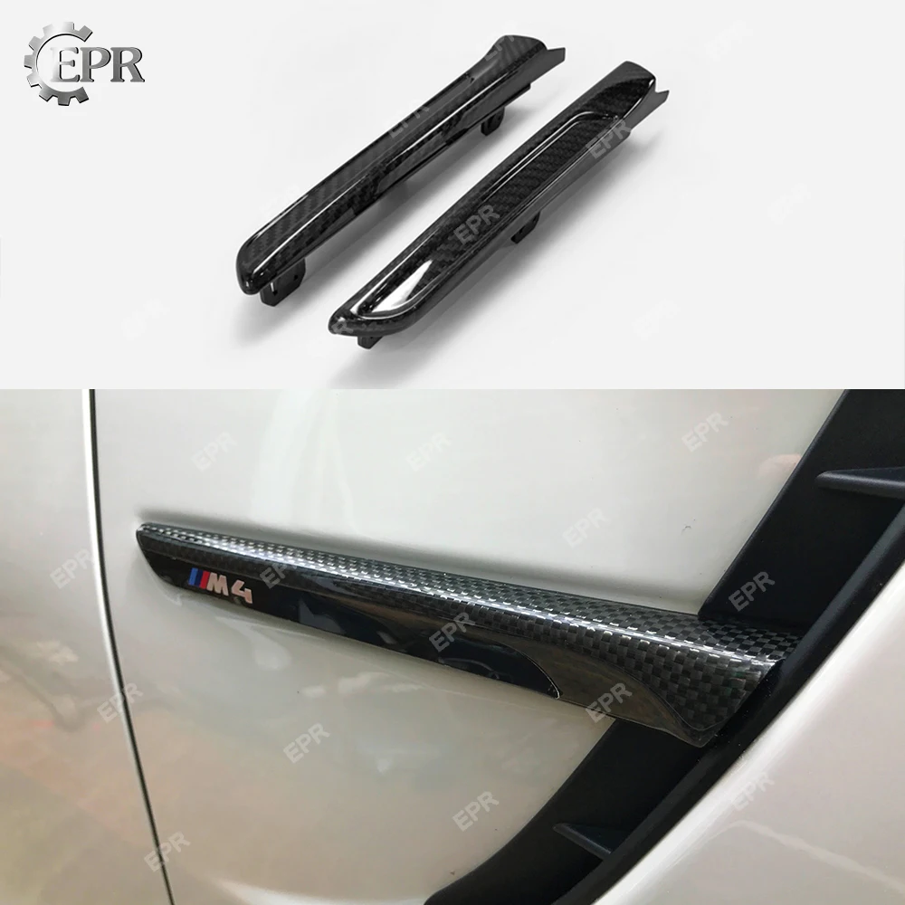 

For BMW Real F82 F83 M4 Carbon Fiber Side Front Fender Emblem Trim