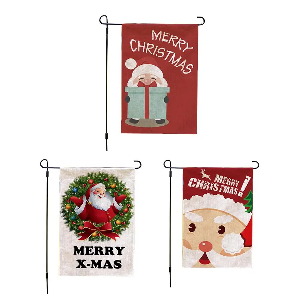 3PCS High Quality Waterproof Double-sided Simple Flag Christmas Garden Banner Courtyard Foldable Flag