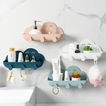 Creative Cloud Bathroom Shelves Wall Mounted Multifunction Plastic Toothbrush Toilet Kitchen Storage Holder Tools Gifts for Kid