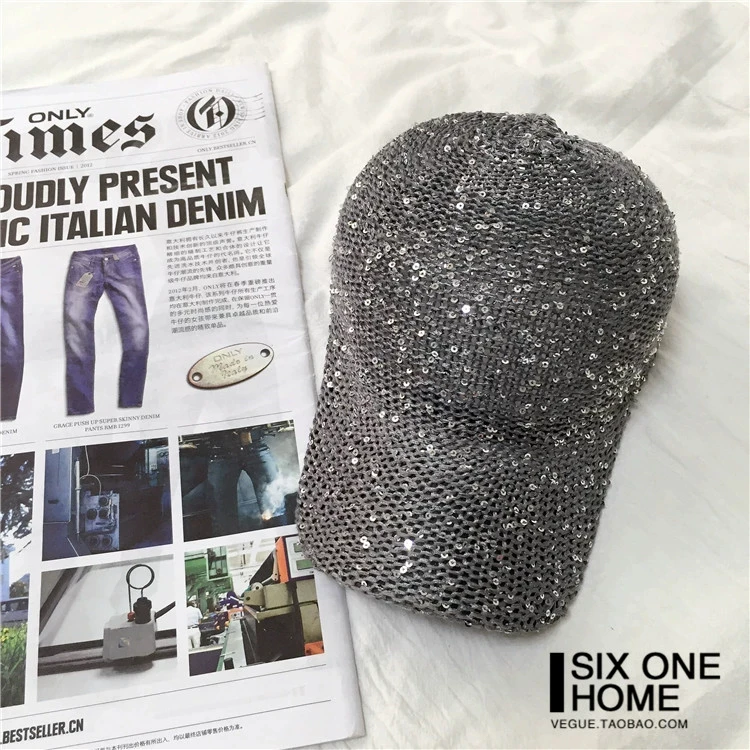 Baseball Cap Sequins Baseball Cap Women Snapback Mesh Breathe Caps Messy Bun Summer Hat Female Adjustable Hip Hop Hats glitter