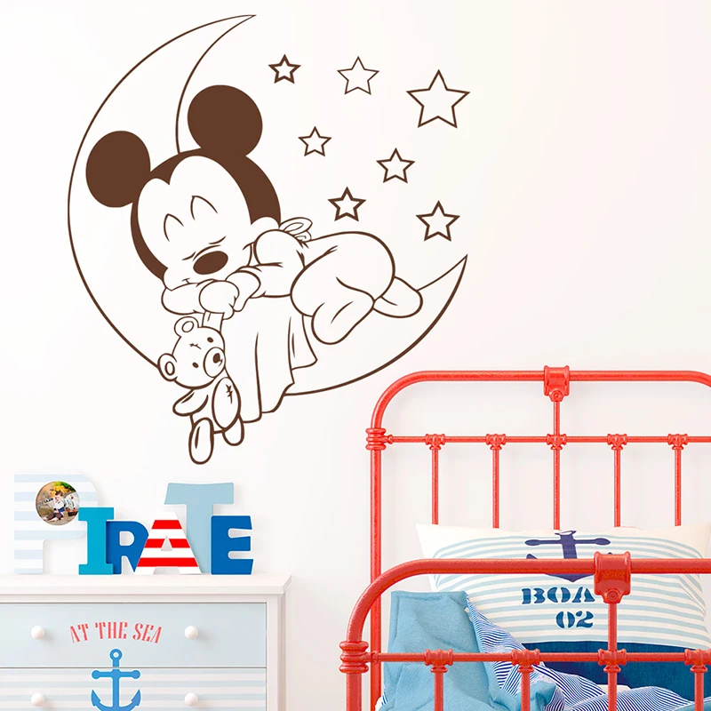 Cartoon Style Mickey Mouse Sweet Dream Wall Sticker Home Decor For Kids Room Bedroom Decoration Decals Creative Stickers