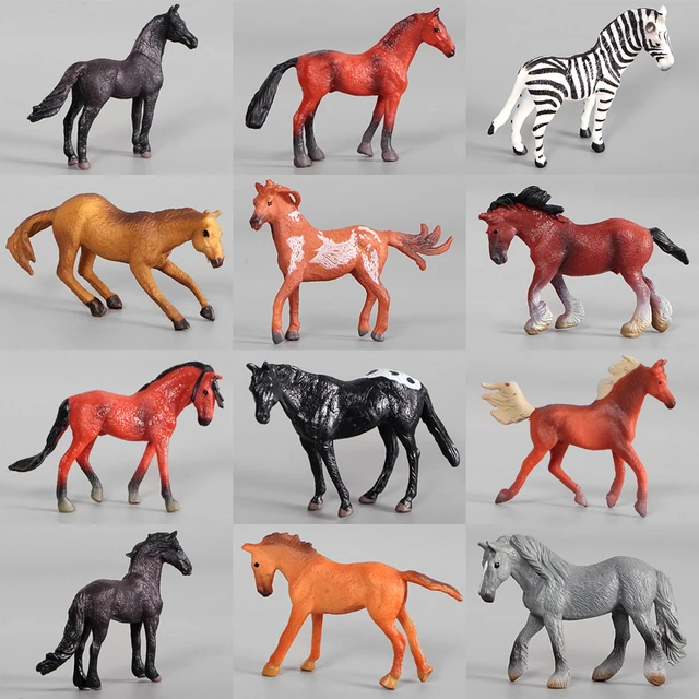 Simulation Horse Mini Models Hand Painted PVC Figurine,Friesian,Zebra Miniature Pony Action Figure Toy For Kid Educational Toys 2