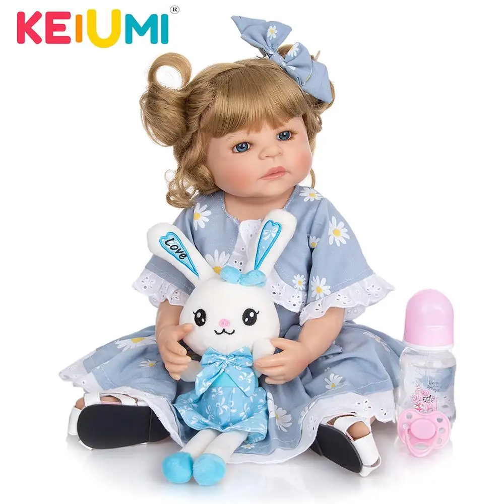 KEIUMI 22 Inch Baby Dolls Newborn Silicone Full Body Toy Lovely Princess Bebe Reborn For Girl  Children Birthday Christmas Gifts