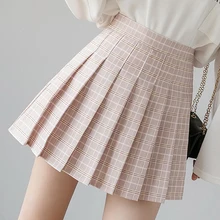 Falda estilo pijo plisada a cuadros para mujer, minifalda de verano, Escuela Japonesa, Kawaii