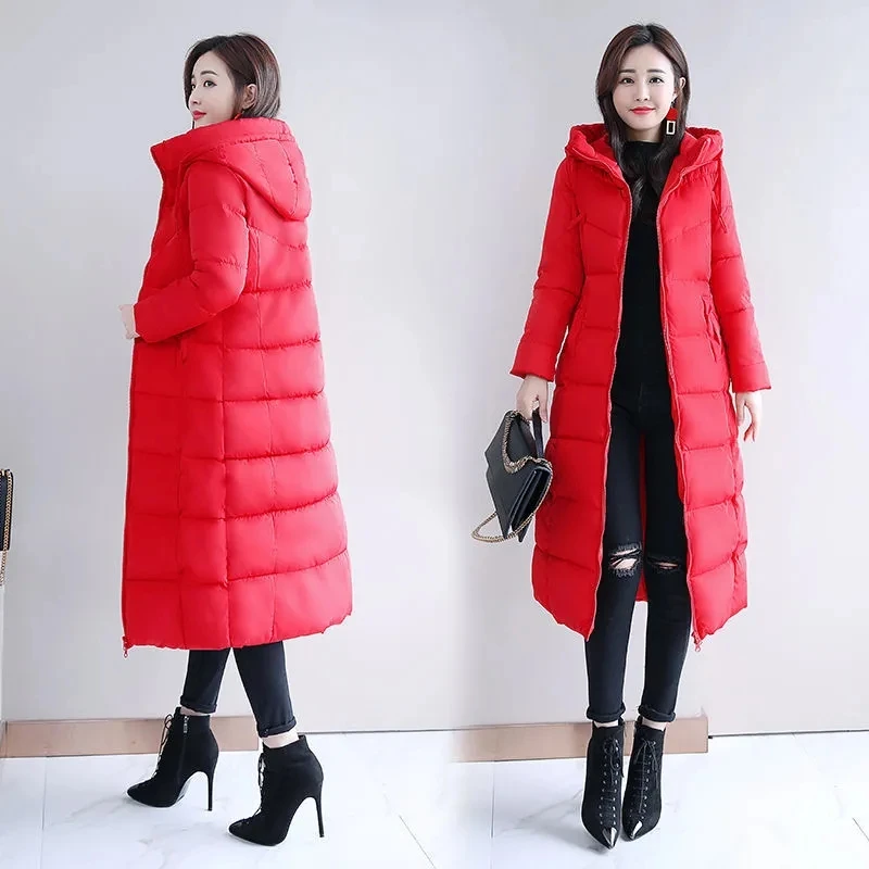 Women's Padded Jacket 2023 New Padded Winter Jacket Women's Down Cotton Thick Winter Long Padded Jacket Long Over The Knee