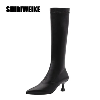 

2020 new high long superfine fiber boots Korean net red women side zipper soft leather autumn winter boots fashion v672