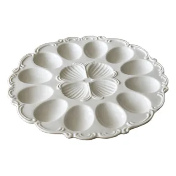 

1pc Porcelain Egg Holder Ceramic Egg Plates Egg Storage Bowls