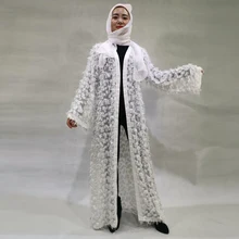 Белый кафтан Дубай абайя кимоно турецкий хиджаб мусульманское платье ислам ic одежда для женщин Кафтан jilbabe халат Musulmane Femme islam Giyim