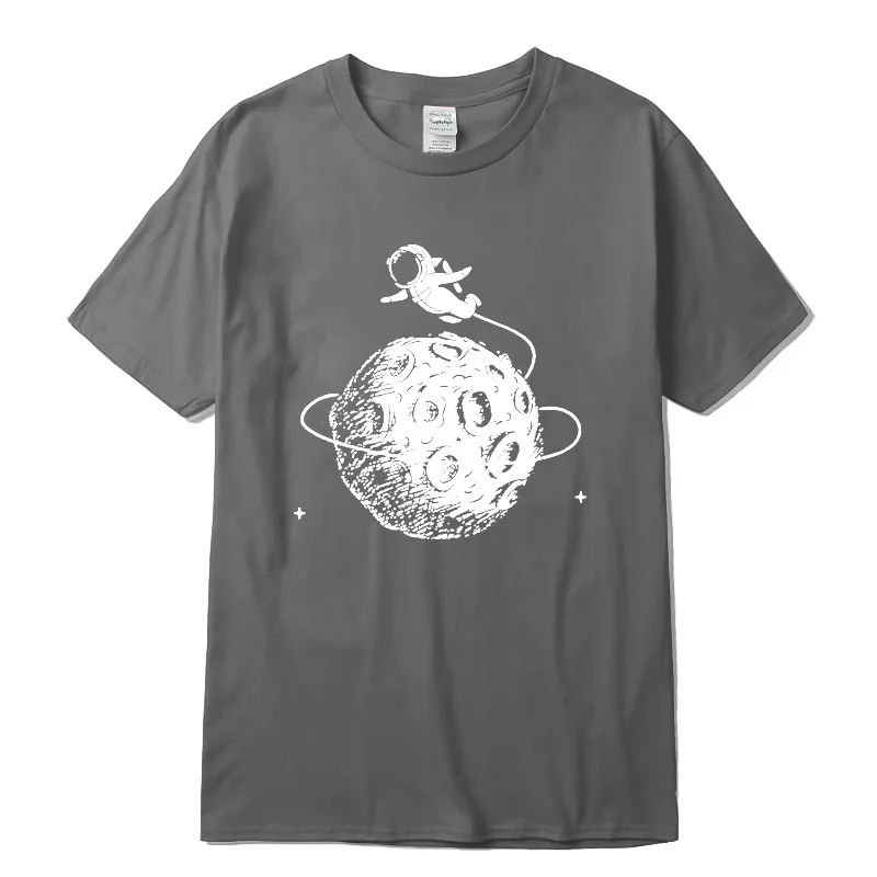 Men's t-shirt 100% cotton Funny astronaut print o-neck short sleeve designs men T-shirt casual summer loose men t shirt