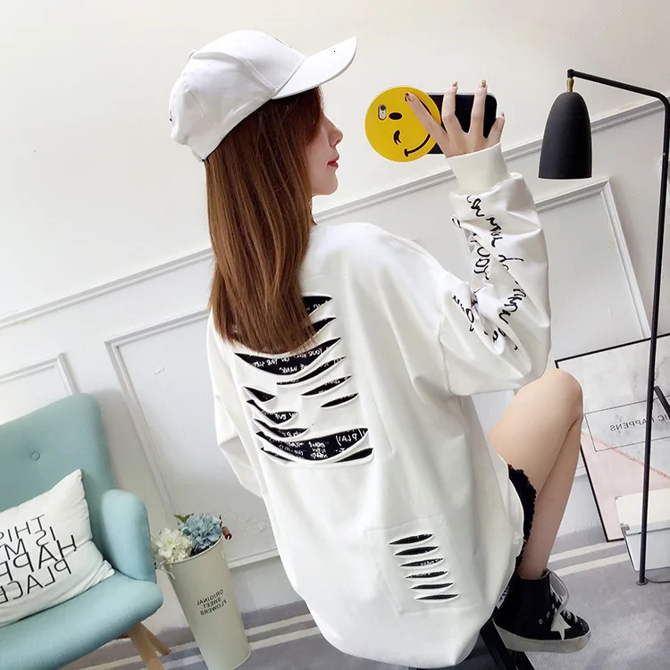 4807 корейская мода Студенческая Свободная Толстовка большого размера в стиле хип-хоп Харадзюку уличная женская спортивная одежда белый/черный/желтый/розовый
