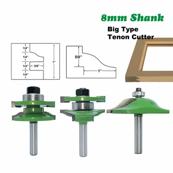 

3pc/lot 8mm Shank Milling Cutter Big Cabinet Rail Stile Tenon Router Bit Door Cabinet Panel Raiser Ogee Wood Woodworking MC02040