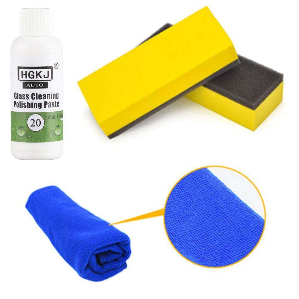 

50ml Car Cleaning Polishing Paste Restore Headlights Glass Solution Sponge Towel Cleaning Polishing Paste
