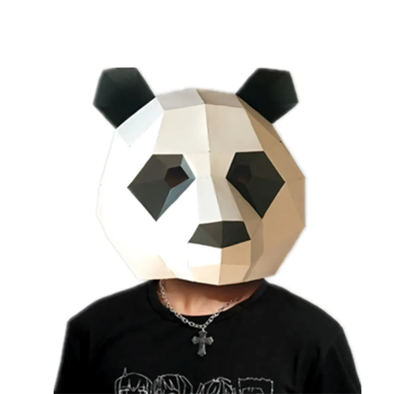 

Creative Handmade DIY Hole-Tailoring 3D Animal Mask Ball Activity Party Panda Head Band Papercraft