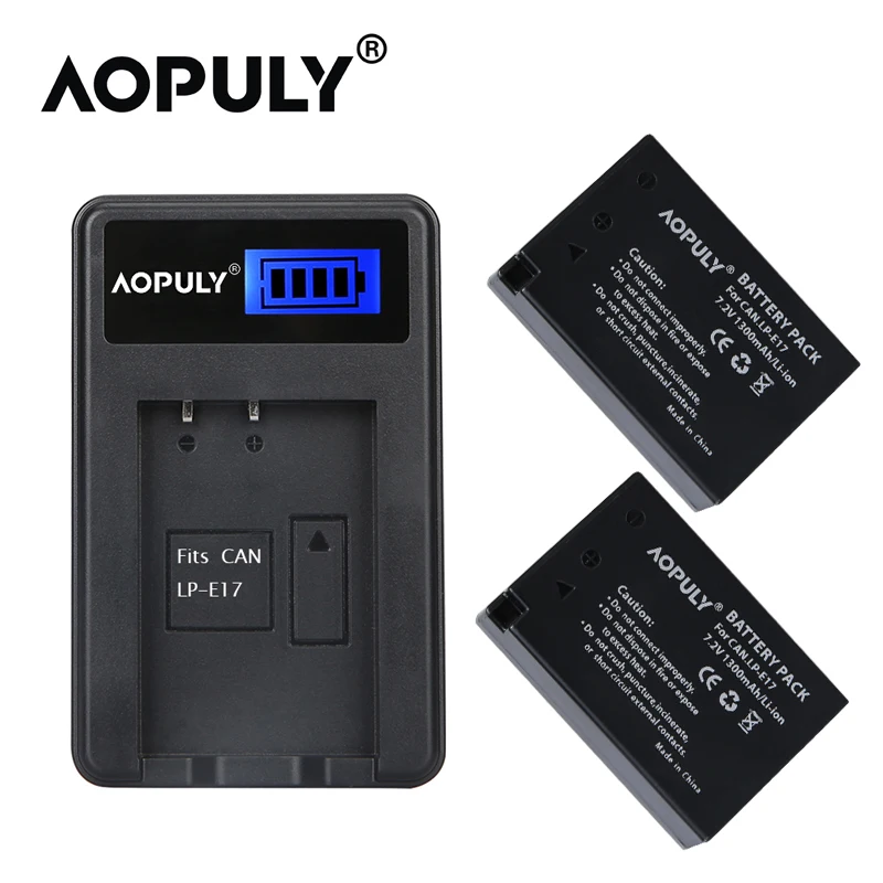 AOPULY 2 шт. 1040 мАч LP-E17 LPE17 LP E17 батарея+ ЖК USB зарядное устройство для canon EOS Rebel T6i 750D T6s 760D M3 8000D Kiss X8i камера