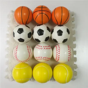 12pcs 63mm Anti Stress Ball Relief soccer Football Basketball Baseball Tennis Foam squeeze Ball Toys for Children Girls Boys 1