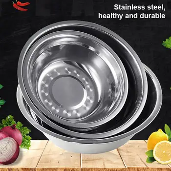 

Stainless Steel Round Home Kitchen Salad Egg Mixing Cooking Baking Food Bowl Stainless steel made anti-rust and corrosion resis