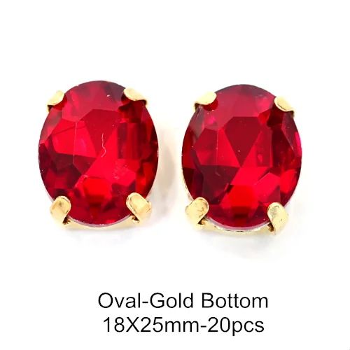 18X25mm---20pcs Продать по потери! Высокое качество, стразы смешанной формы из красного стекла, пришивные стразы с золотыми когтями, пришивные стразы для сумок Y3512 - Цвет: 18X25mm---20pcs
