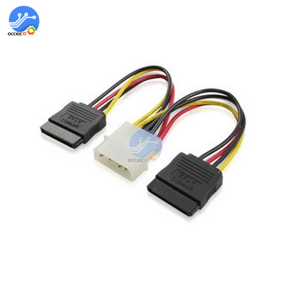 IDE Штекерный SATA гнездовой адаптер Кабельный соединитель 4 Pin Molex к 2 Serial ATA кабель