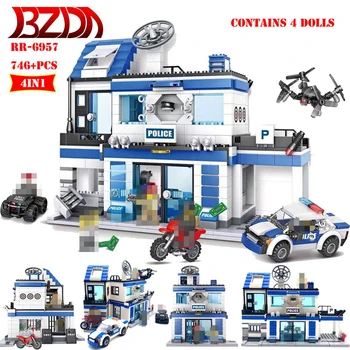 

BZDA 746 PCS City Police Station Building Block Military Helicopter SWAT Car Team Balody Mini Blocks DIY Assembly Game Kids Toys