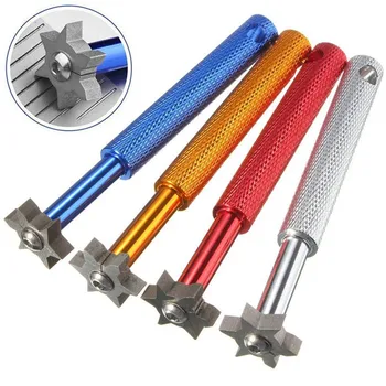 

1Pc 6 Blade Golf Groef Iron Wedge Groove Puntenslijper Cleaner Regrooving Tool Golf Club Clear Tool V U Blade golf accessoires