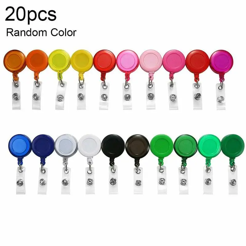 

20Pcs Random Color Id Button Abs Plastic Badge Holder Pull To Documents Retractable Easy Lanyard Buckle Buckle Badge U5A0