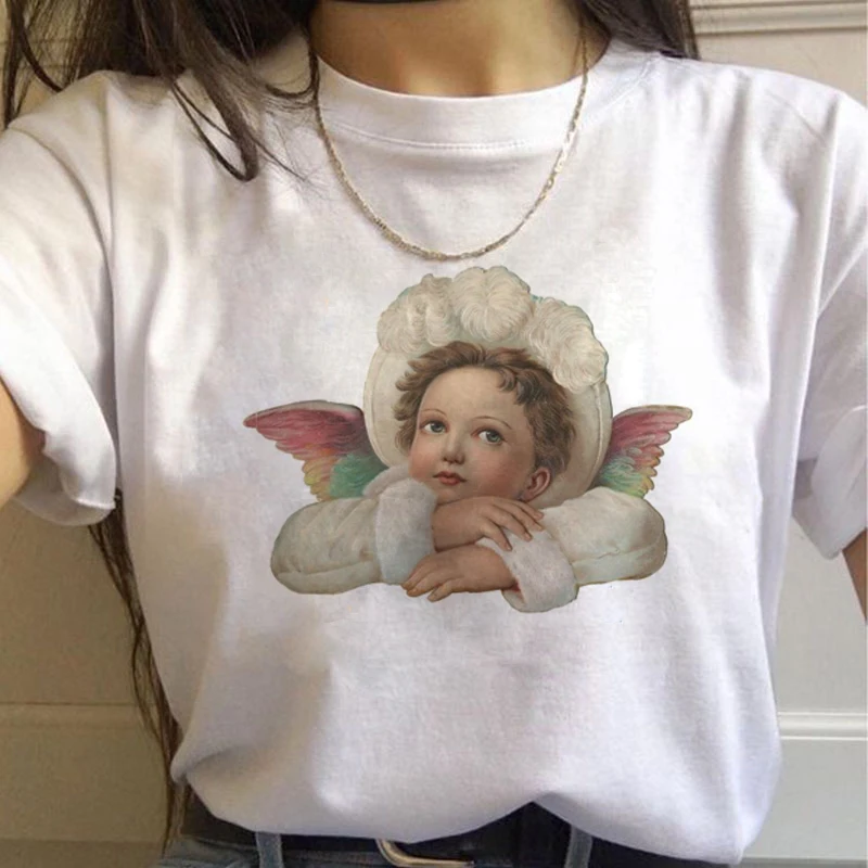 Angels эстетическое Harajuku винтажные футболки для женщин Ullzang 90s футболки с рисунками гранж корейский стиль футболка хип хоп топы футболки женские