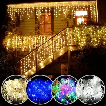 Christmas lights waterfall outdoor decoration 5M droop 0.4-0.6m led lights curtain string lights party garden eaves decoration 1
