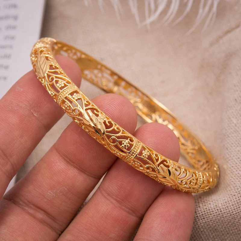 1Pcs Bride Women Bangle Bracelets Gold Color Can Open leaf Cuff Bangles For Men Wedding Jewelry Hand Accessories | Украшения и