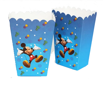 Popcorn box 1pcs Микки Маус тема попкорн коробка предметы для вечеринки Тема дня рождения украшения картонная коробка для еды детский день рождения - Цвет: Popcorn box 1pcs