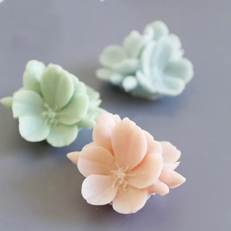 3D cherry blossom flower candle gypsum Molds flower chocolate baking deco 3D Sakura Flower Aromatherapy Candle Moulds