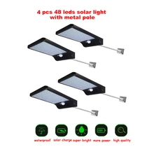 2/4pcs 48lED Solar Lamp Outdoor Waterproof Ip65 Three Sides Induction Wall Lamp Flame Garden Street Lighting Emergency Modern se