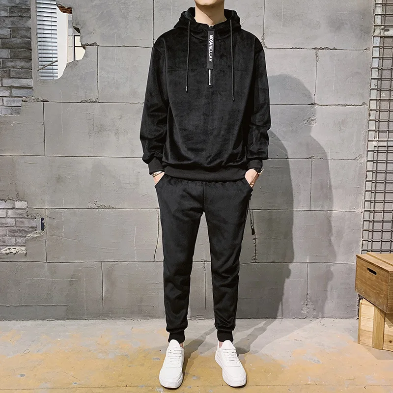 

Autumn Hoodie Suit Men's chao lian Cap Popular Brand New Style Cool Versatile Students Set Youth Casual Sports Clothing Men's