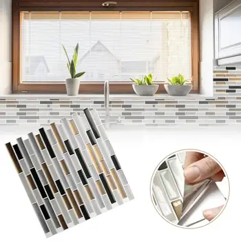 

3D Tile Brick Stripe Wallpaper Sticker Bathroom Self Adhesive Wall Paper Waterproof Countertop Removable Wallpaper Backsplash