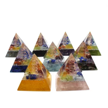 

Orgonite Pyramid Muladhara 7 Chakra Natural Crystal Repel Evil Spirits Pyramid Decoration Process Resin Gift