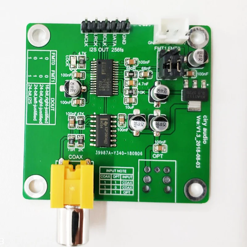 DIR9001 Fiber Coaxial Receiver Module SPDIF to I2S Sample rate 24bit 96Khz Dedicated for DAC coaxial RCA optical fiber