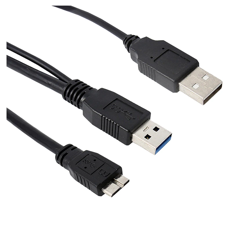 

0.5m High Speed Dual USB 3.0 A Male to Micro B Y Cable Move Hard Disk Cable Black