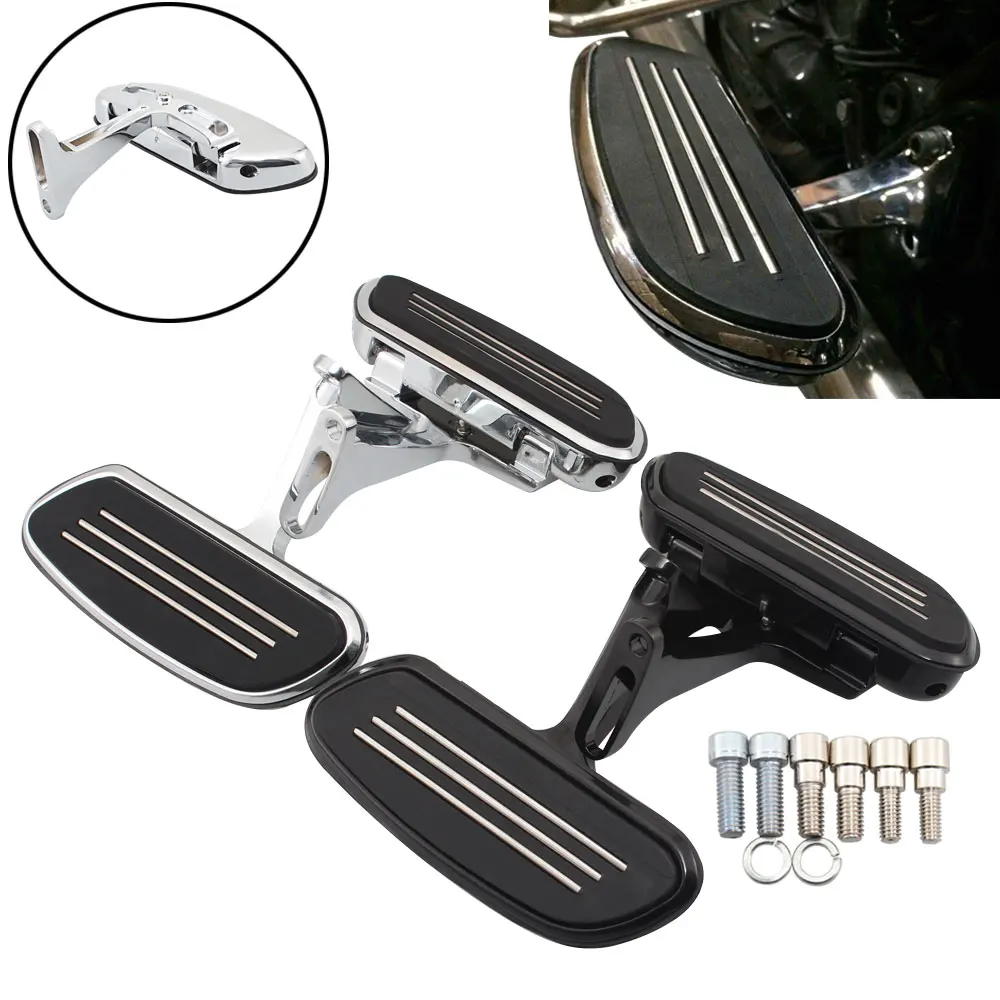 Motorbike Streamliner Passenger Footboard w/ Supports For Harley 1993-2020 Touring Custom Street Glide Road Glide