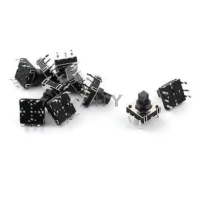 

10PCS 10mmx10mmx10mm Through Hole Black Push Button Momentary Tactile Switch