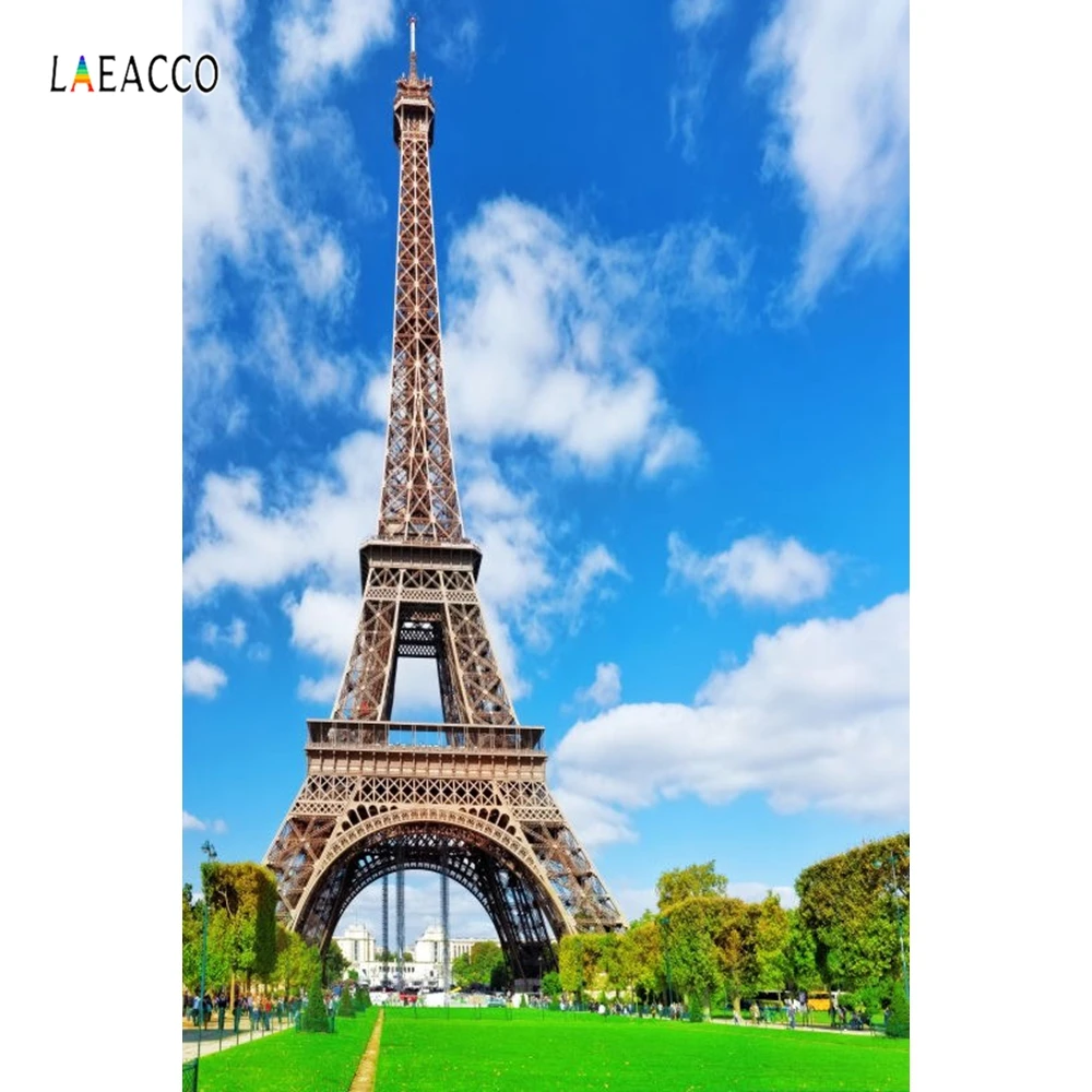 Laeacco голубое небо Эйфелева башня Парижские пейзажи Портретные Детские фотографии фоны на заказ фотографические фоны для фотостудии