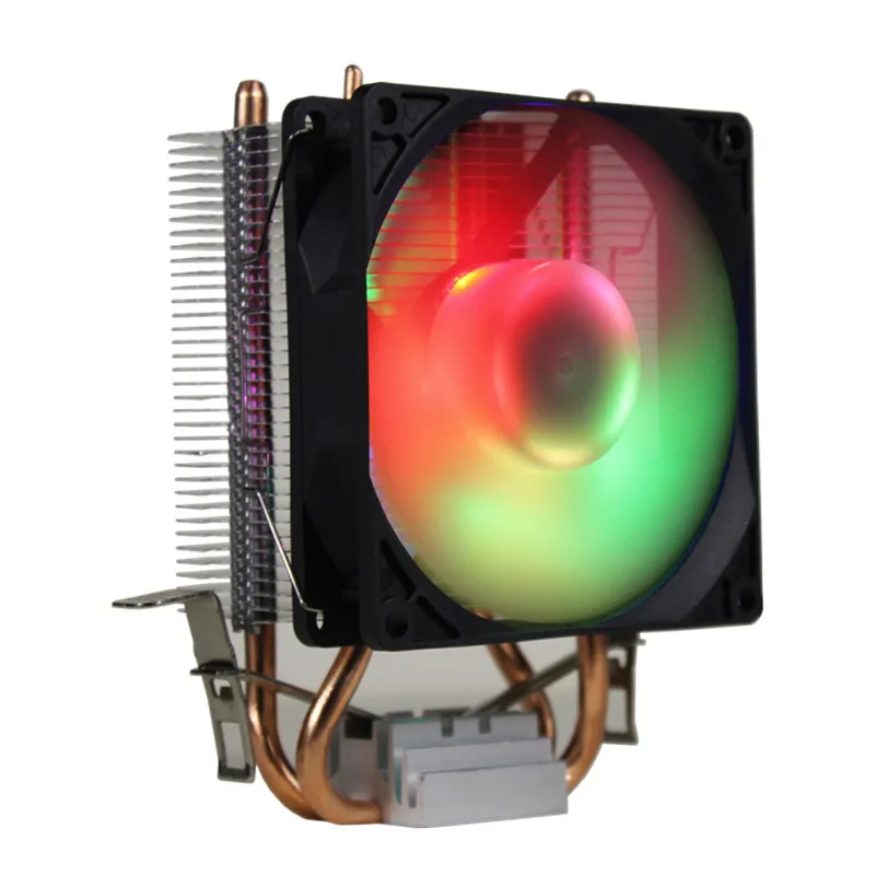 7-Colors Change RGB светодиодный вентилятор охлаждения процессора 2 Heatpipe 12V охлаждающий вентилятор Радиатор для Intel LAG 1150 1155 1156 775 для AMD - Цвет лезвия: 7-Colors Change